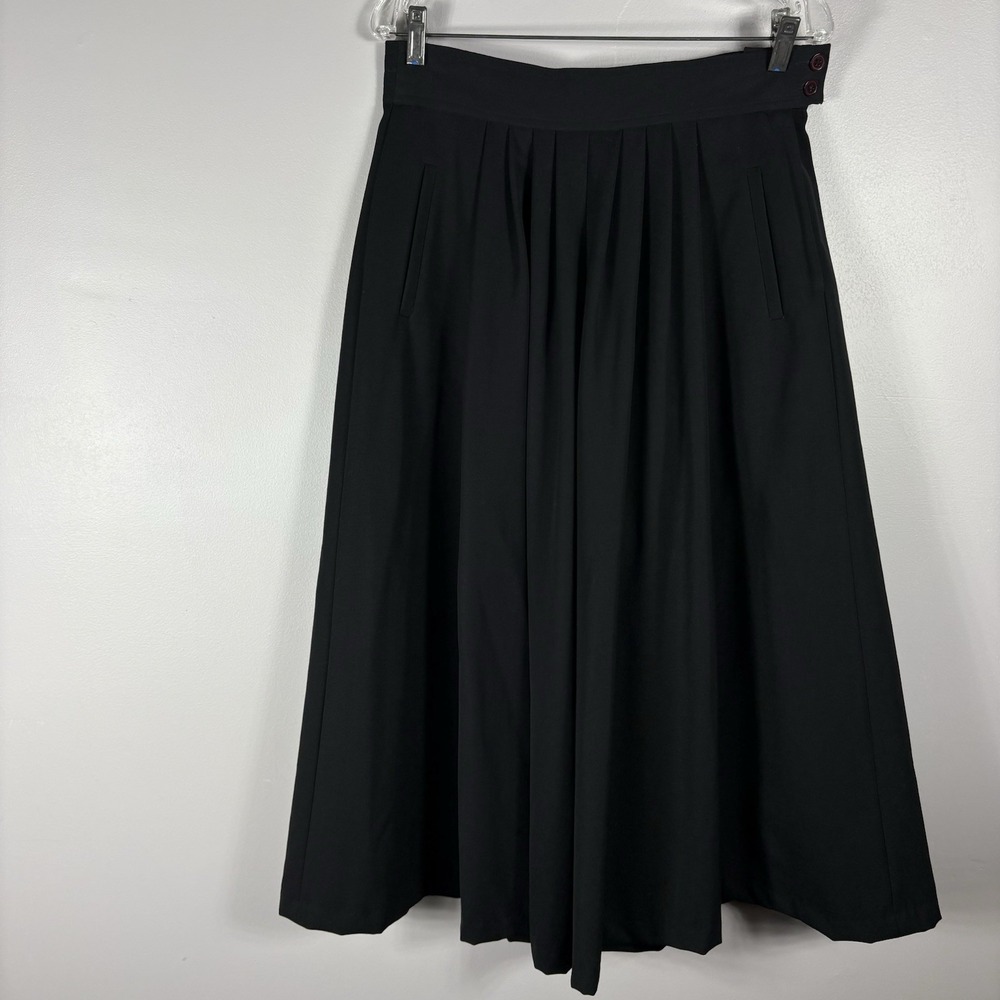 IB Diffusion Women's 10 Black 100% Wool Pleated Wide Leg Palazzo Trouser Pants